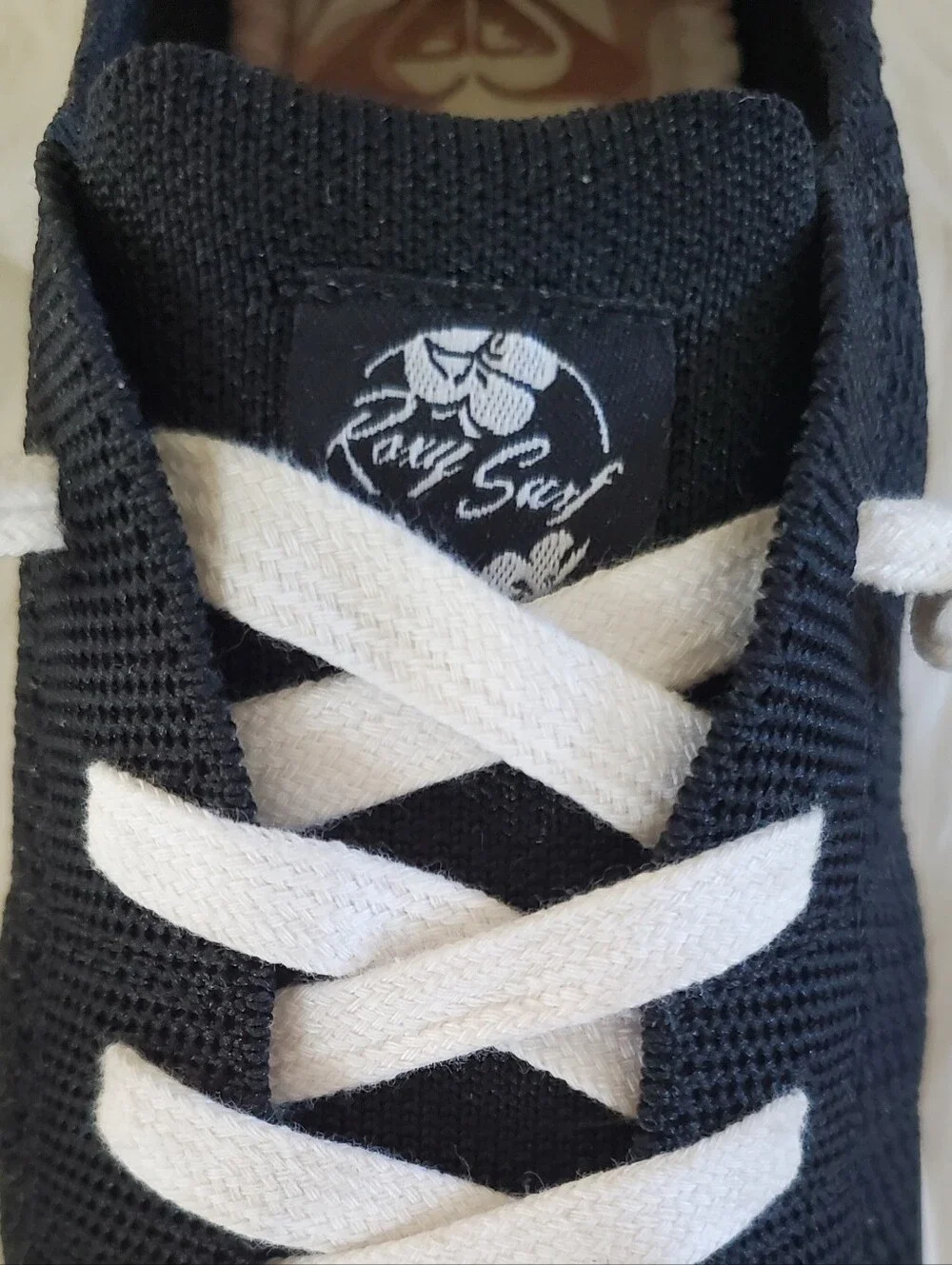Roxy Bayshore III Black Knit Sneakers | Memory Foam Lace-Up Casual Shoes Size 10